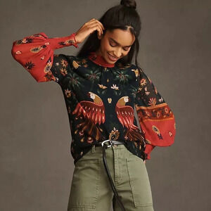 NWT Anthropologie  Farm Rio Long Sleeve Blouse XS